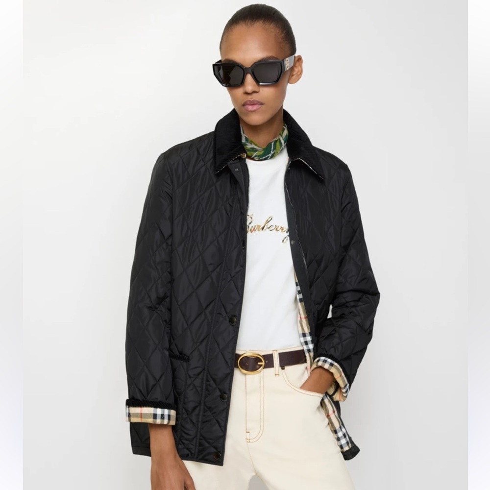 Burberry Nova Check Diamond-Quilted Pattern Black Jacket